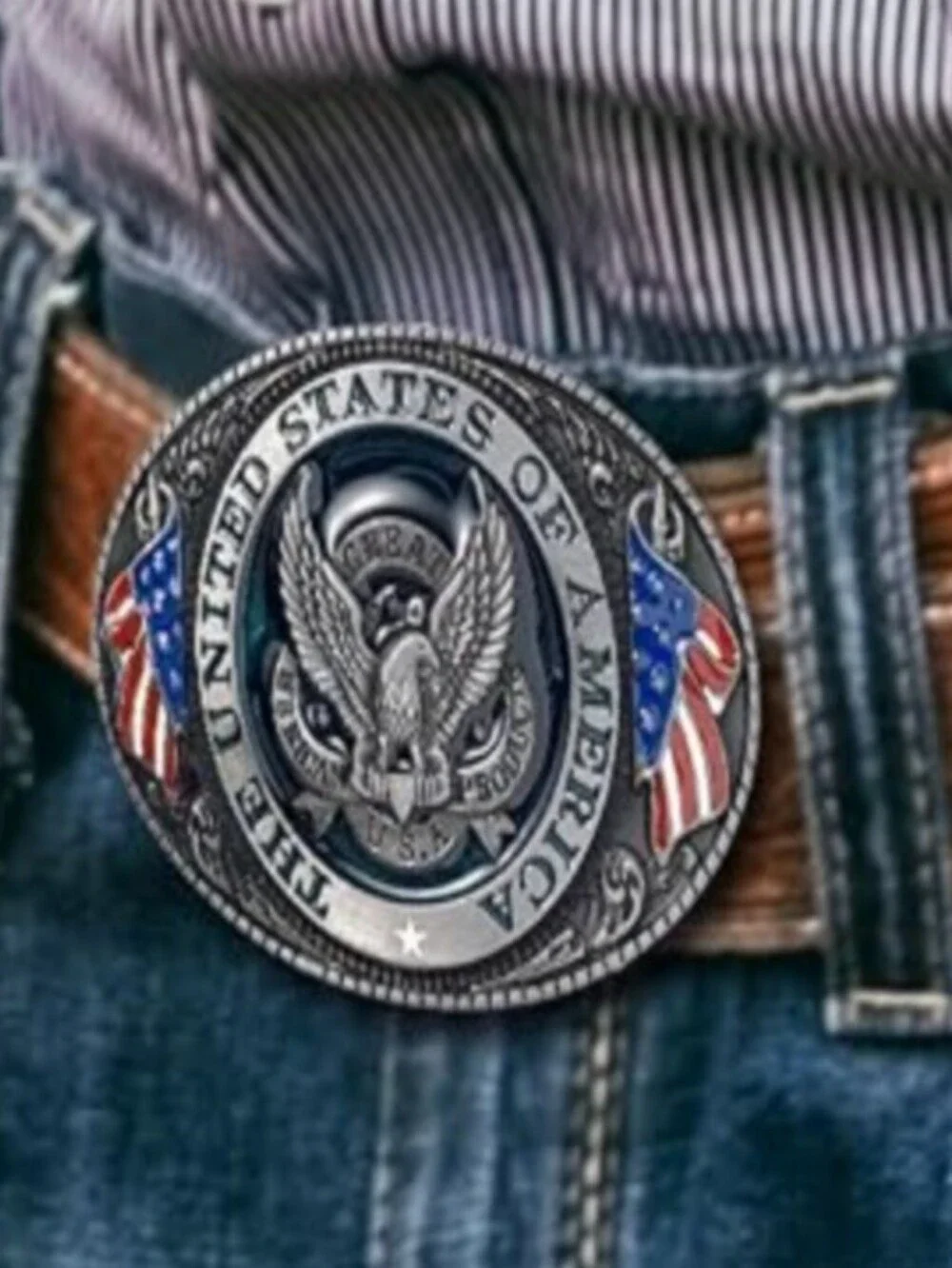 New patriotic United States of America eagle Oval belt buckle